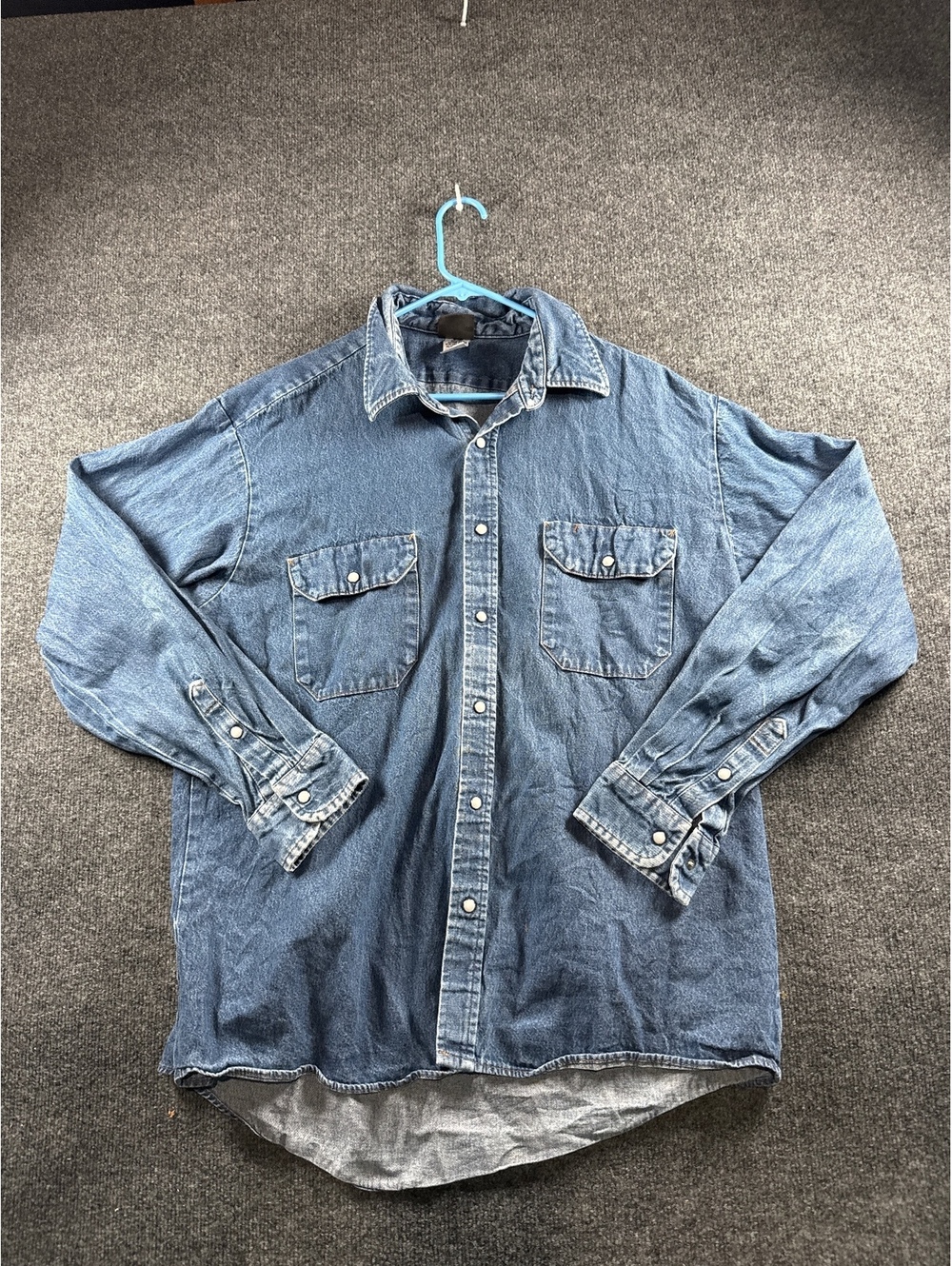 Red Kap Denim Work Shirt Men’s XL-RG Blue Long Sleeve Button Front